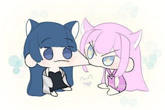 draw cute and silly vtuber chibi doodles skeb style