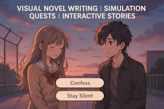 write visual novel scripts quest plots or simulation game stories