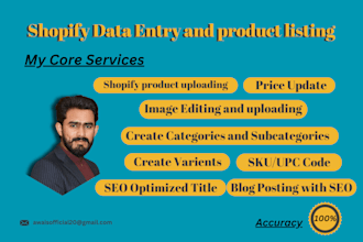 do shopify data entry and product listing manually