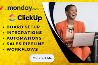 be your monday crm clickup consultant and project management virtual assistant
