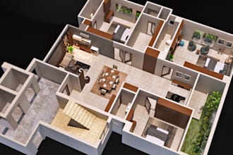 create 3d floor plan,2d floor plan and rendering