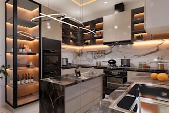 do interior design for bedroom, bathroom, kitchen and living