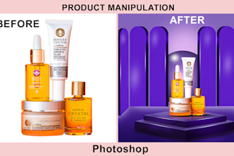 work on any product manipulation design in adobe photoshop