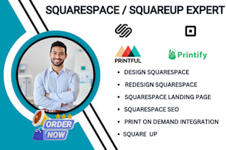 redesign squarespace booking membership website design printful online store seo