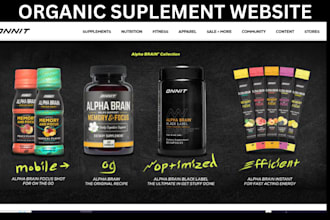 design organic supplement shopify store health supplement fitness website