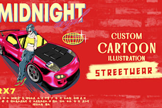 custom cartoon streetwear design for tshirts and merch