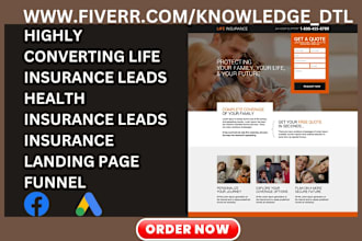 generate hot life insurance leads with health insurance insurance landing page