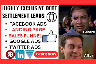setup meta facebook ads and instagram ads for more debt relief leads and sales