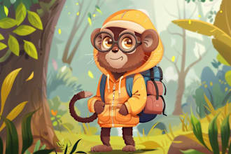draw an eyecatchy mascot, animal cartoon character