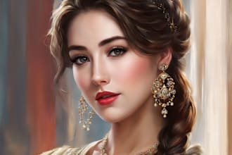 draw a digital oil painting portrait