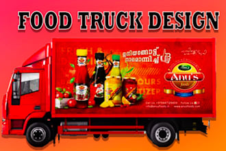 do eye catching food truck, vehicle wrap, racing car wrap