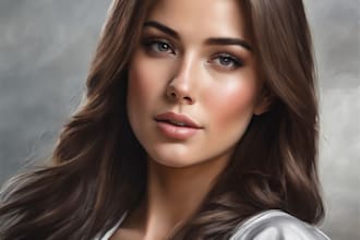 draw hyper realistic digital oil portrait painting