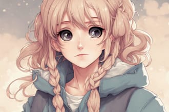 make anime art and manga illustration in a very cute style
