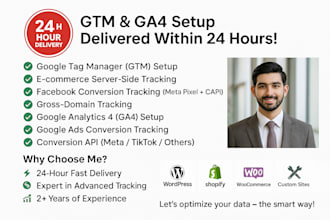 setup google tag manager and analytics or facebook pixel