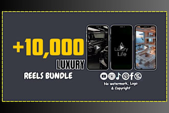 create 10k luxury reels bundle lifestyle, car, yacht for social media