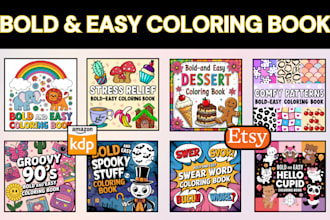draw any bold and easy coloring book that sell fast in 24 hours
