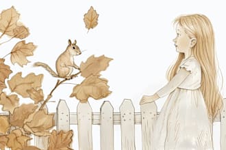 draw watercolor children book illustration, book cover, kids picture story book