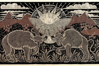 draw illustrations using linocut technique