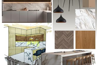 make interior design with manual or outline drawing