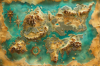design a parchment styled fantasy map for your world