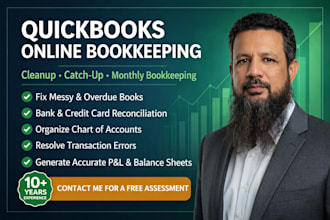 clean up, catch up, and do monthly bookkeeping in quickbooks online