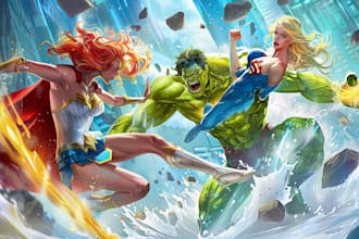 illustrate a superhero comic cover art