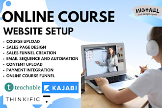 setup upload teachable online course kajabi online course thinkific skool podia