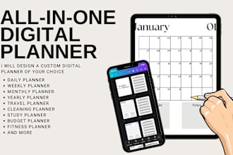 design etsy digital planner, digital product, hyperlinked planner