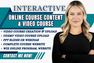create online course content, curriculum, udemy video course, ppt, course upload
