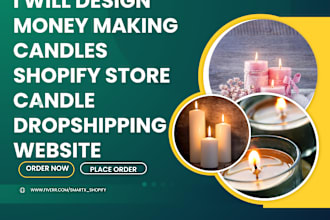 design money making candles shopify store candle dropshipping website