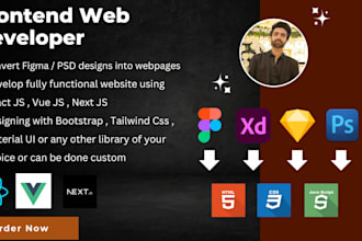 convert psd, xd, figma or sketch to HTML landing page