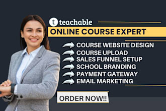 create teachable website, teachable course sales funnel, teachable online course