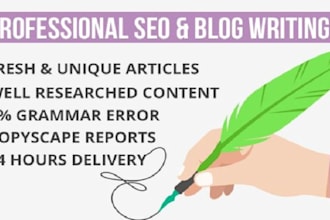 deliver SEO article writing, blog post writing or content writing