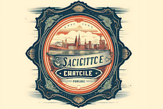 made awesome vintage logo with hand drawn illustration style