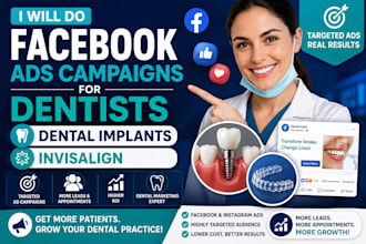 do facebook ads campaigns for dentists, dental implants, invisalign