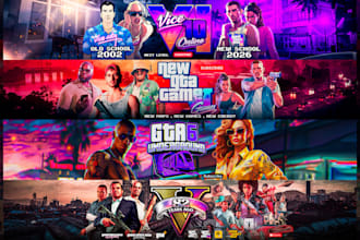 design a custom gta youtube gaming banner and logo for your channel