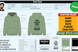 design tech packs of hoodie tracksuit clothing flats sketch