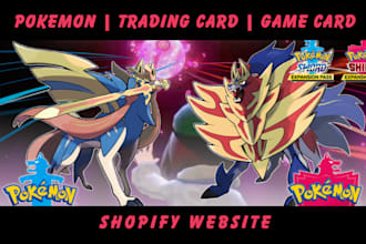 design fast selling pokemon website trading card shopify store game card website
