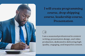 create programming course, dropshipping course, leadership course, presentation