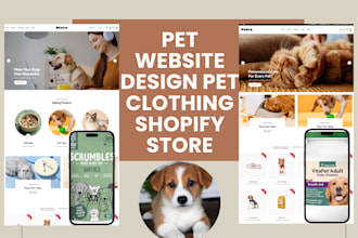 design shopify pet website pet store pet food clothing toy dropshipping website