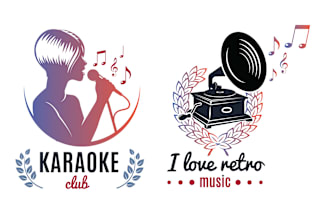 create hand drawn podcast, music, guitar and radio station logo