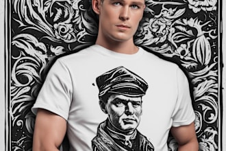 make a linocut tshirt design for brands