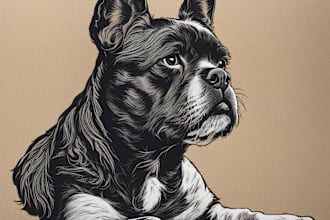 draw a pet portrait using linocut technique