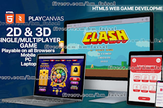 develop HTML5, javascript game for web browser, PC, android, and ios