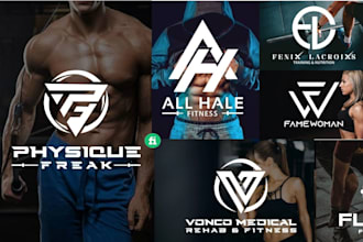 design sports, gym, health, fitness and clothing brand logo in 24hr