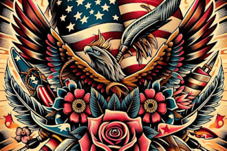 create your digital american traditional tattoo