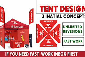 do tent design, table cover,feature flag,back and sides wall