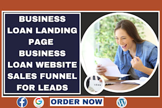 design business loan landing page business loan website sales funnel for leads