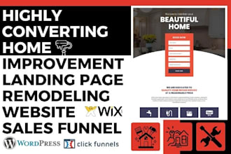 design home improvement landing page home remodeling website renovation funnel