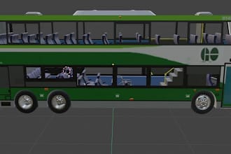 do 3d bus model, 3d car model, texturing , rigging with interior and exterior